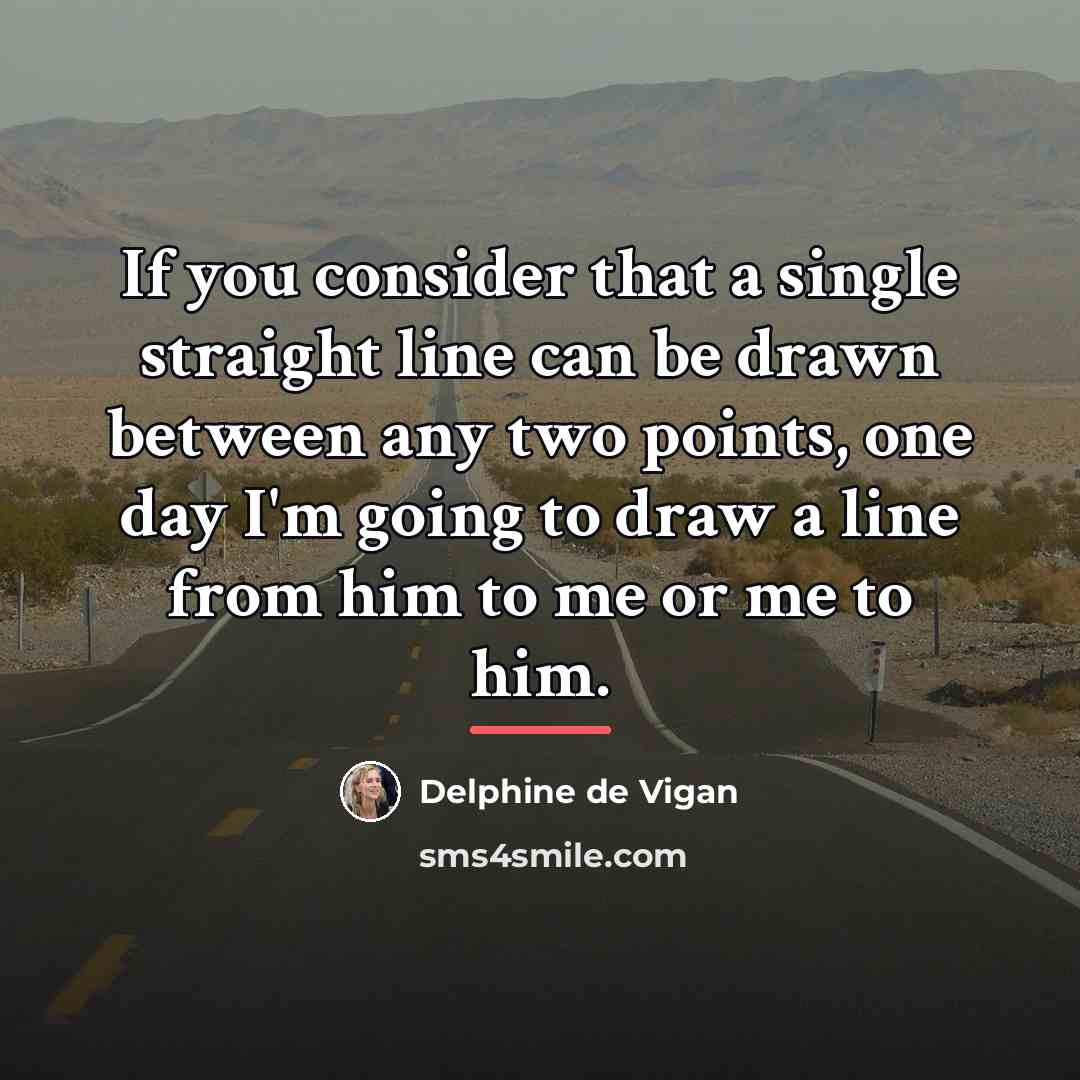“If you consider that a single straight line can be…” quote by Delphine de Vigan
