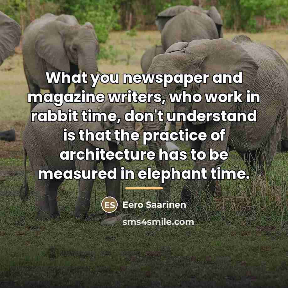 “What you newspaper and magazine writers, who work in rabbit…” quote by Eero Saarinen