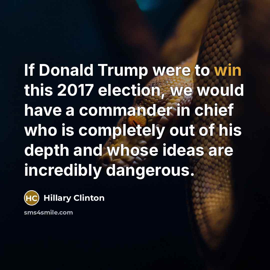 “If Donald Trump were to win this 2017 election, we…” quote by Hillary Clinton
