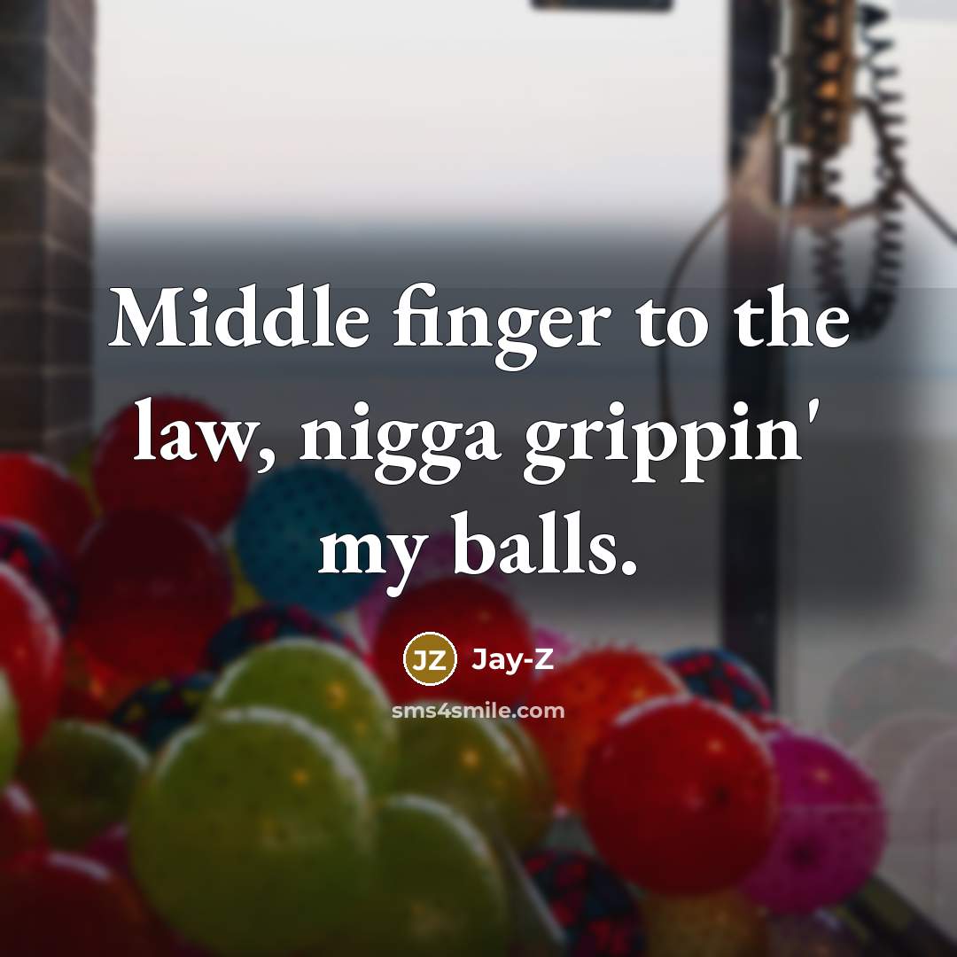 “Middle finger to the law, nigga grippin' my balls.” quote by Jay-Z
