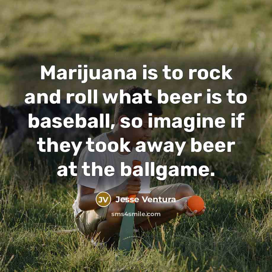 “Marijuana is to rock and roll what beer is to…” quote by Jesse Ventura
