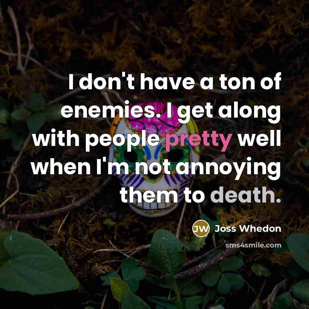 “I don't have a ton of enemies. I get along…” quote by Joss Whedon