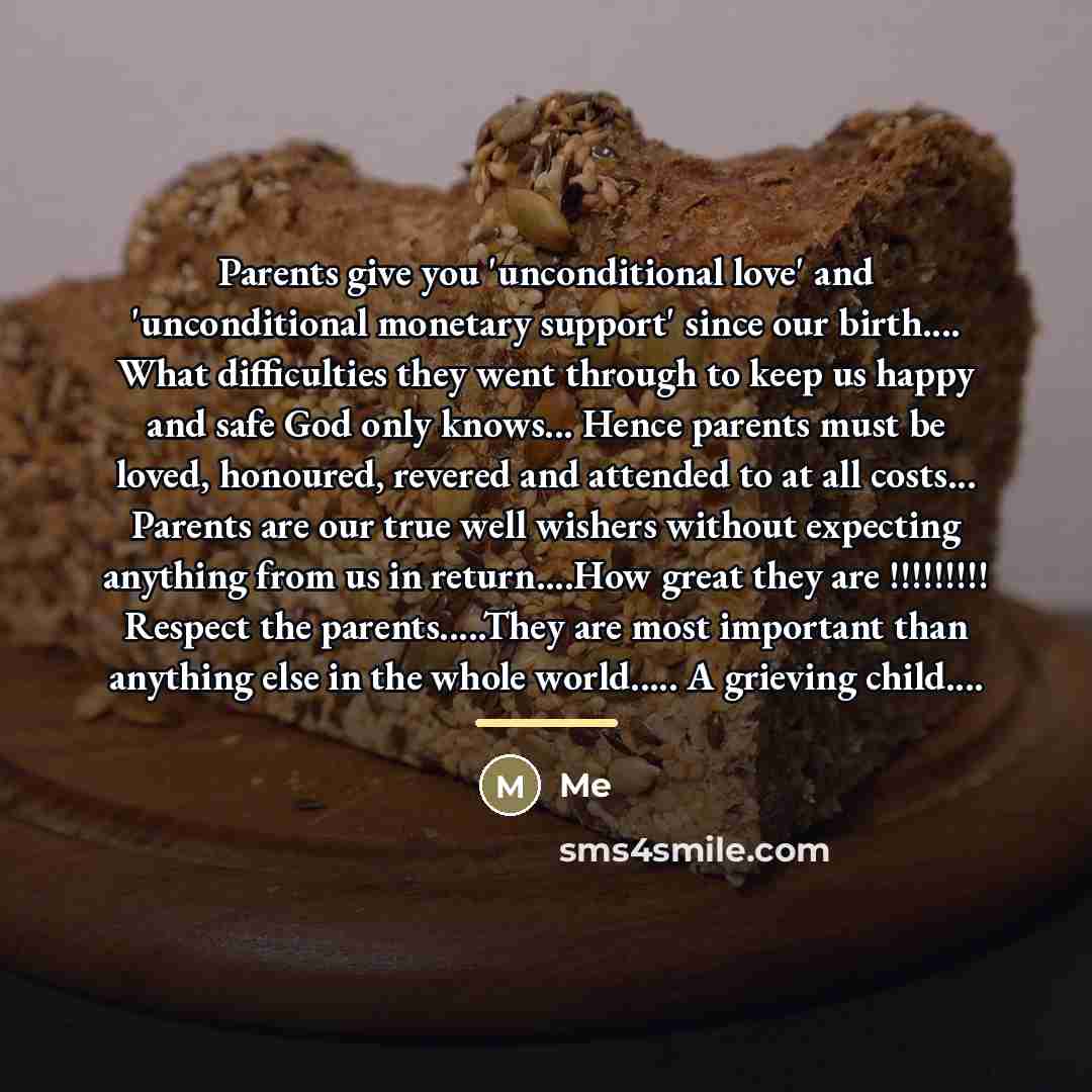“Parents give you 'unconditional love' and 'unconditional monetary support' since…” quote by Me