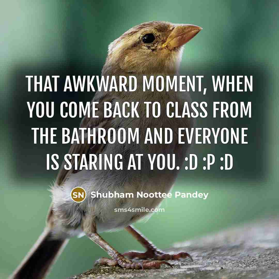 “That Awkward moment, when you come back to class from…” quote by Shubham Noottee Pandey