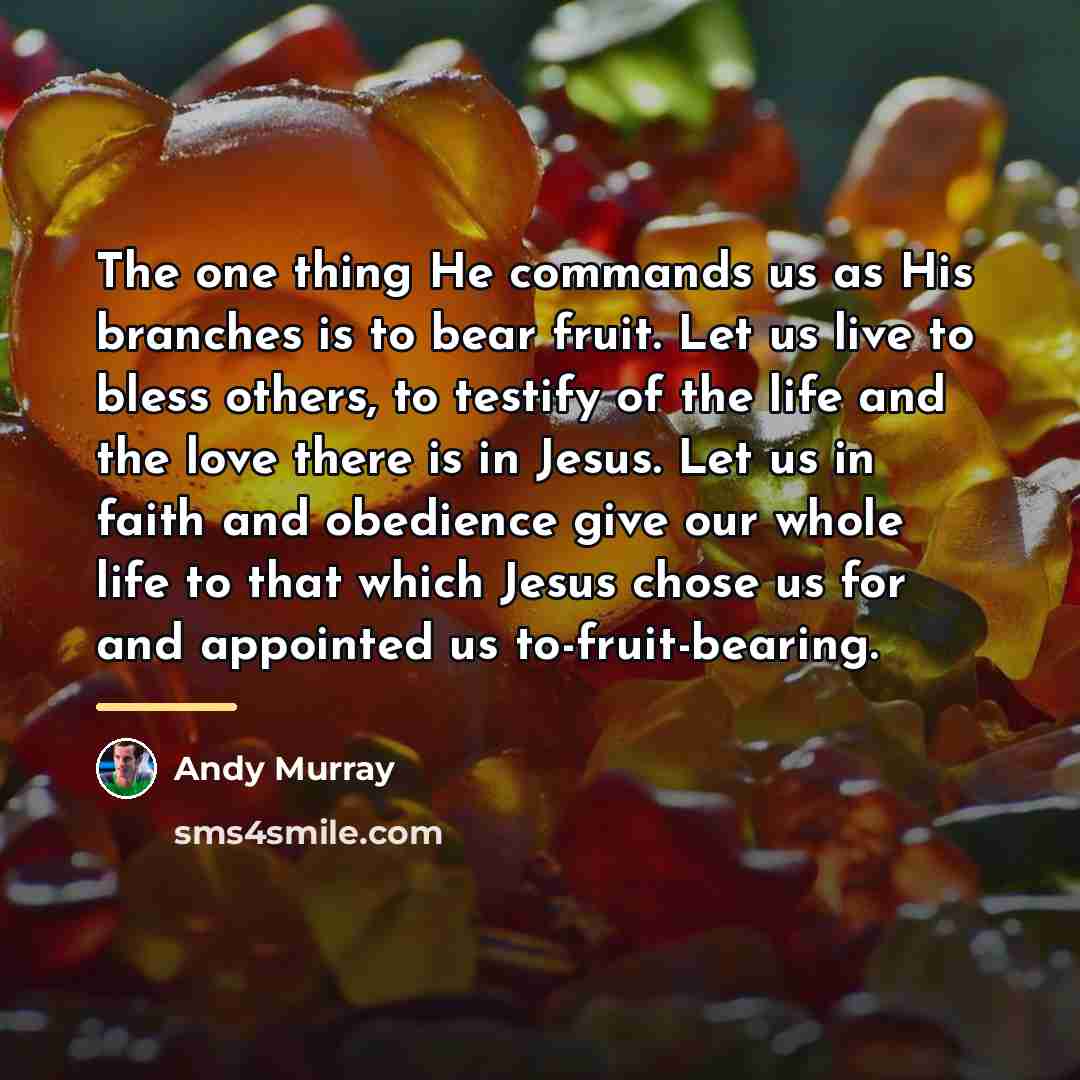 “The one thing He commands us as His branches is…” quote by Andy Murray