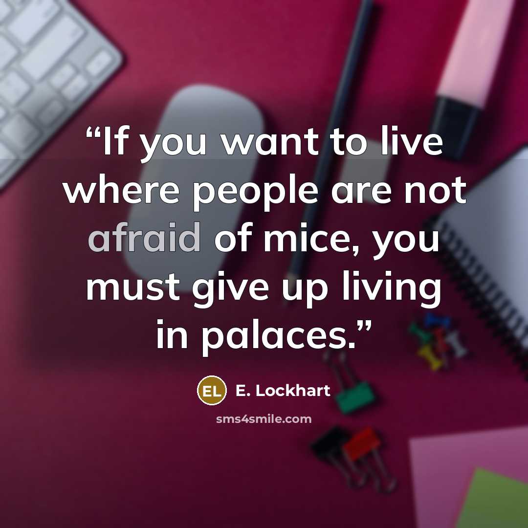 “If you want to live where people are not afraid of mice, you must give up living in palaces.” quote by E. Lockhart