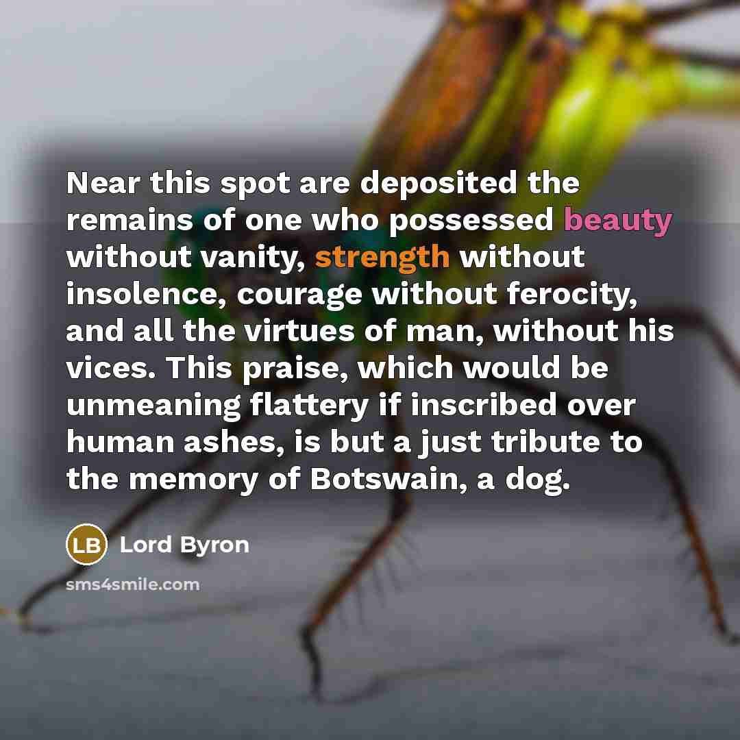 “Near this spot are deposited the remains of one who…” quote by Lord Byron