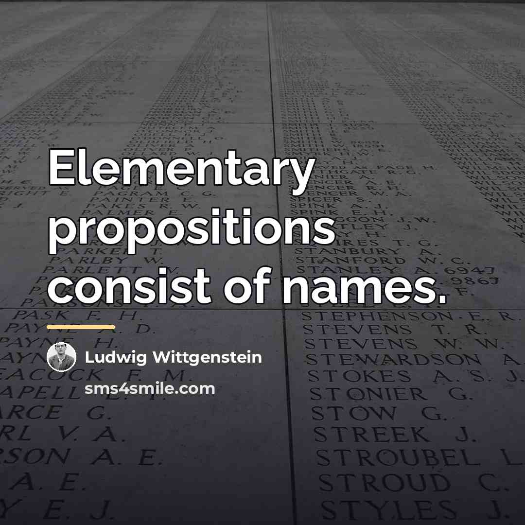 “Elementary propositions consist of names.…” quote by Ludwig Wittgenstein