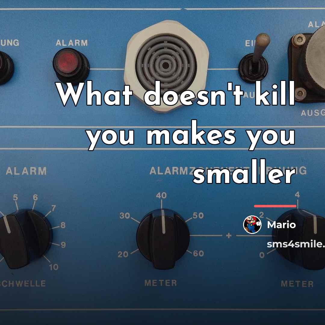 “What doesn't kill you makes you smaller…” quote by Mario