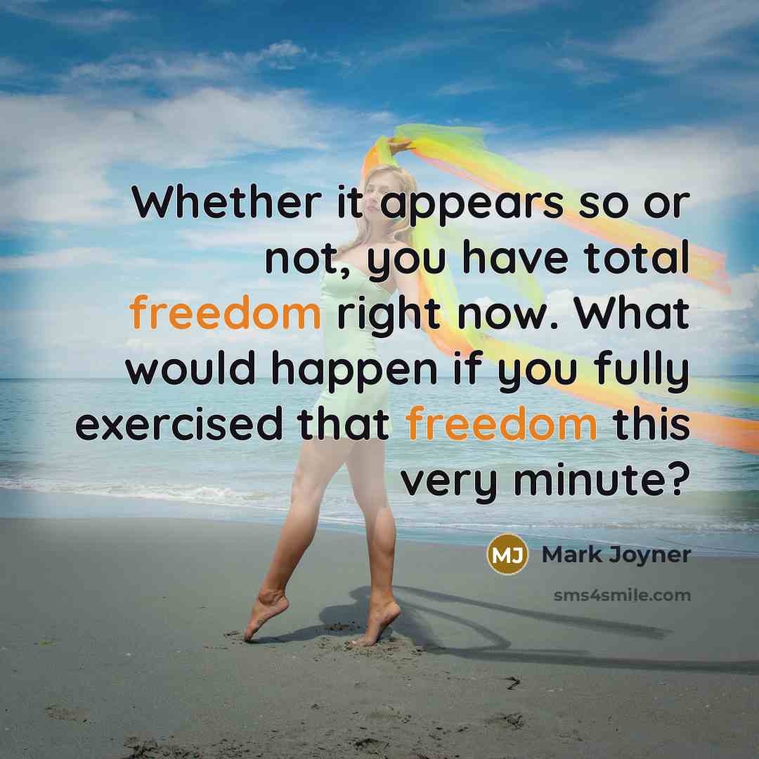 “Whether it appears so or not, you have total freedom…” quote by Mark Joyner