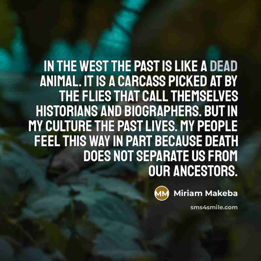 “In the West the past is like a dead animal.…” quote by Miriam Makeba