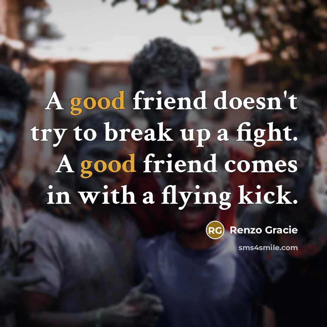 “A good friend doesn't try to break up a fight.…” quote by Renzo Gracie