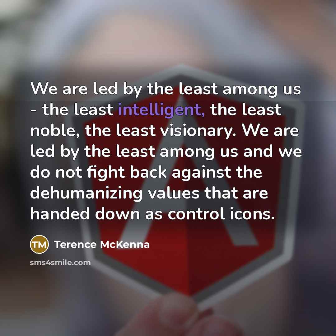 “We are led by the least among us - the…” quote by Terence McKenna