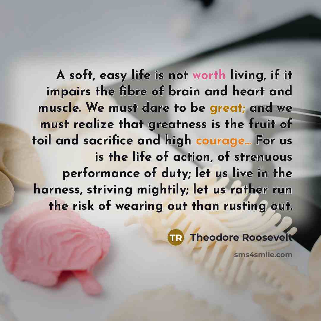 “A soft, easy life is not worth living, if it…” quote by Theodore Roosevelt