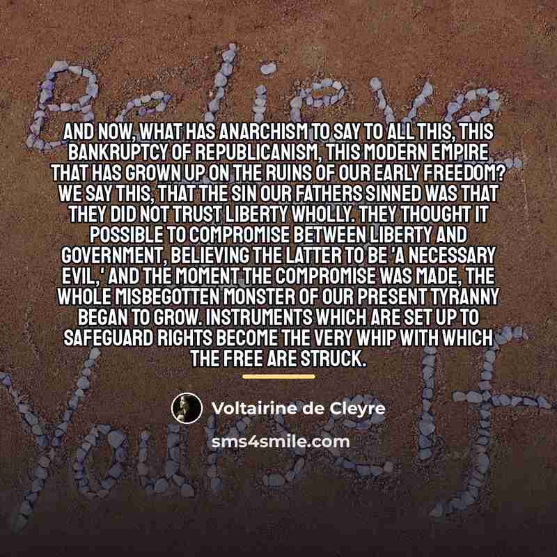 “And now, what has Anarchism to say to all this,…” quote by Voltairine de Cleyre