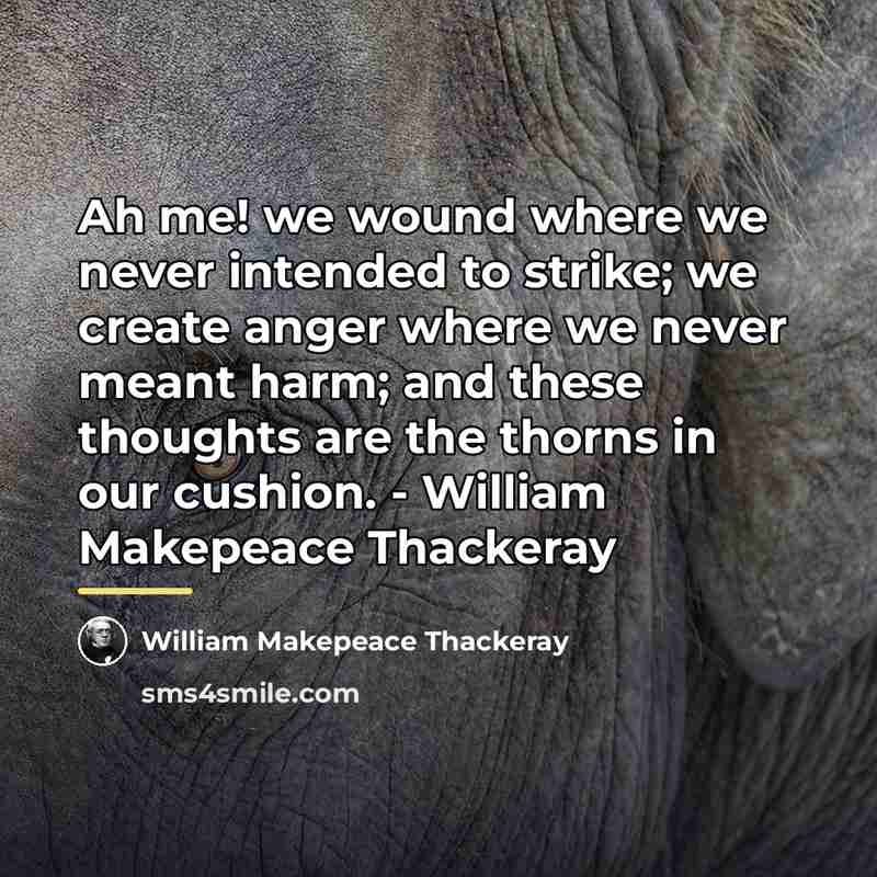 “Ah me! we wound where we never intended to strike;…” quote by William Makepeace Thackeray