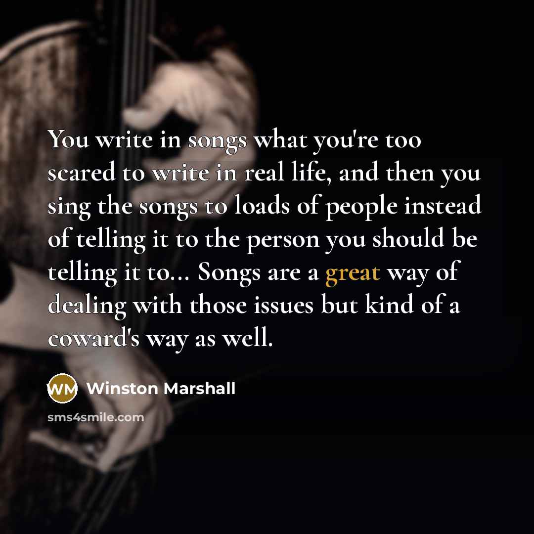“You write in songs what you're too scared to write…” quote by Winston Marshall