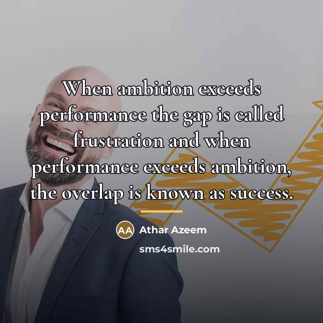 “When ambition exceeds performance the gap is called frustration and…” quote by Athar Azeem