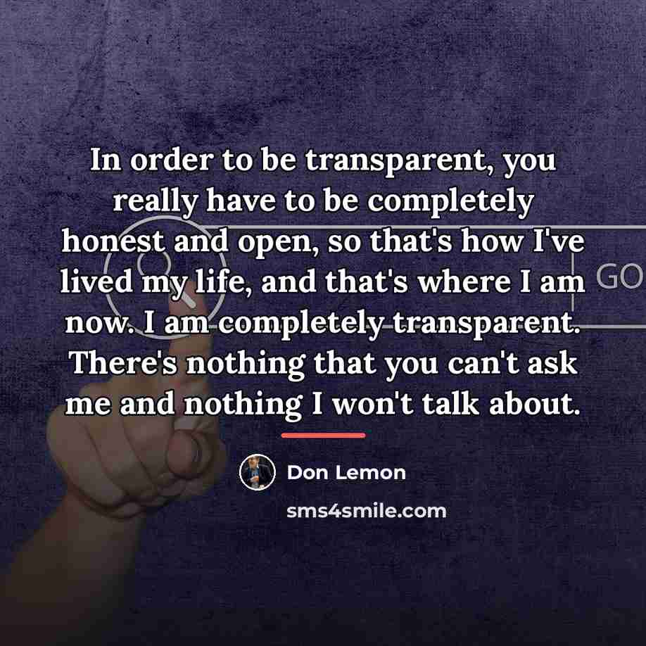 “In order to be transparent, you really have to be…” quote by Don Lemon