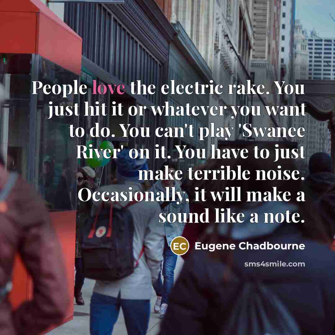 “People love the electric rake. You just hit it or…” quote by Eugene Chadbourne