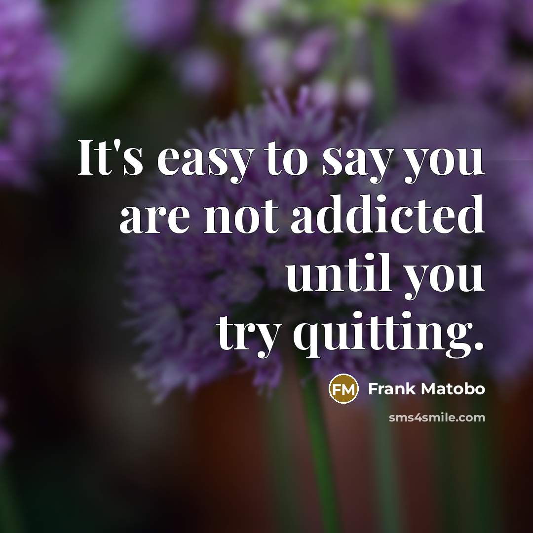 “It's easy to say you are not addicted until you…” quote by Frank Matobo