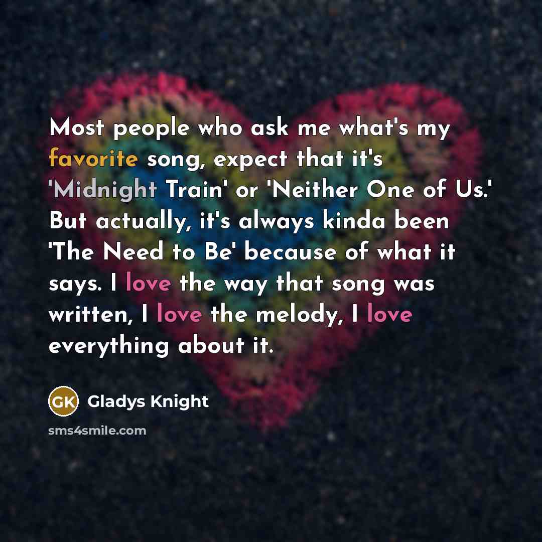 “Most people who ask me what's my favorite song, expect…” quote by Gladys Knight