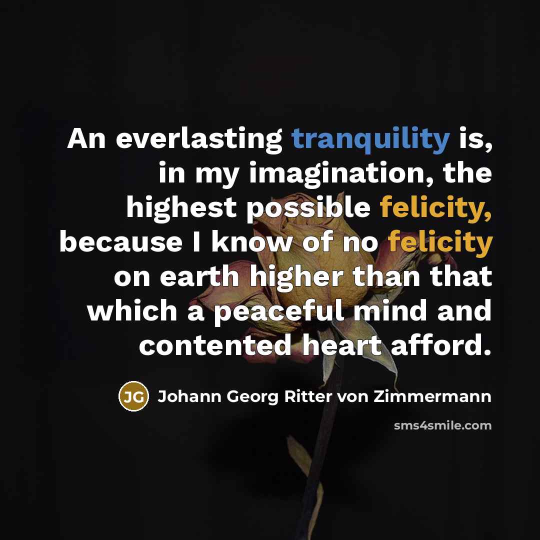 “An everlasting tranquility is, in my imagination, the highest possible…” quote by Johann Georg Ritter von Zimmermann