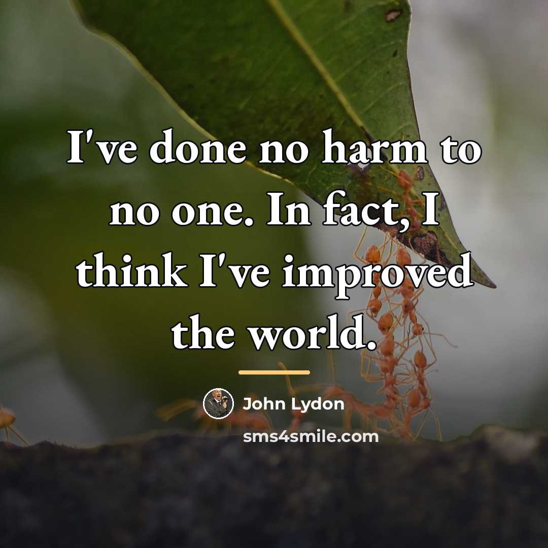 “I've done no harm to no one. In fact, I…” quote by John Lydon