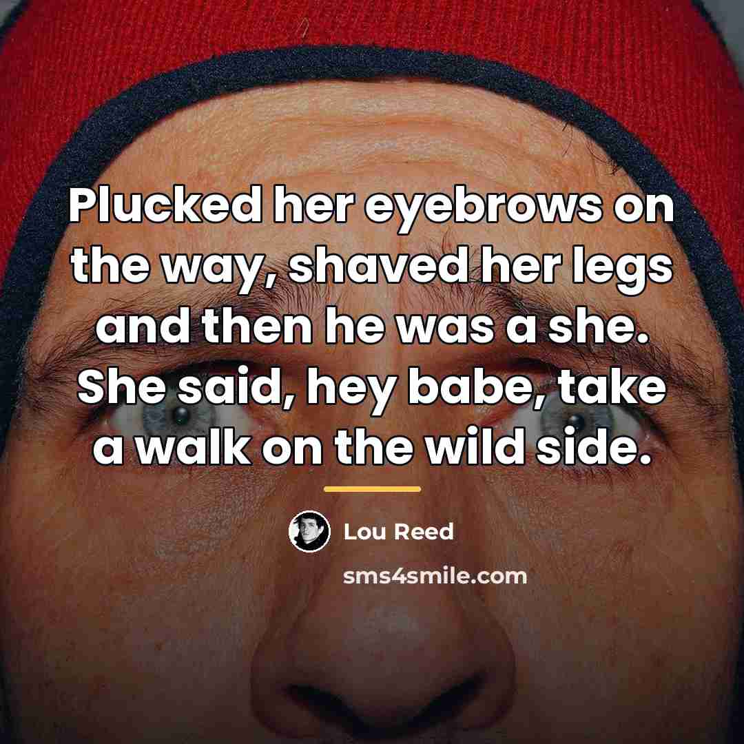 “Plucked her eyebrows on the way, shaved her legs and…” quote by Lou Reed