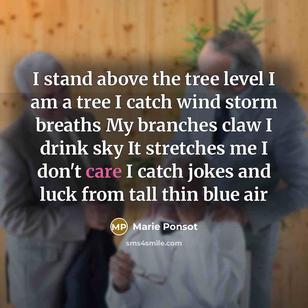 “I stand above the tree level I am a tree…” quote by Marie Ponsot