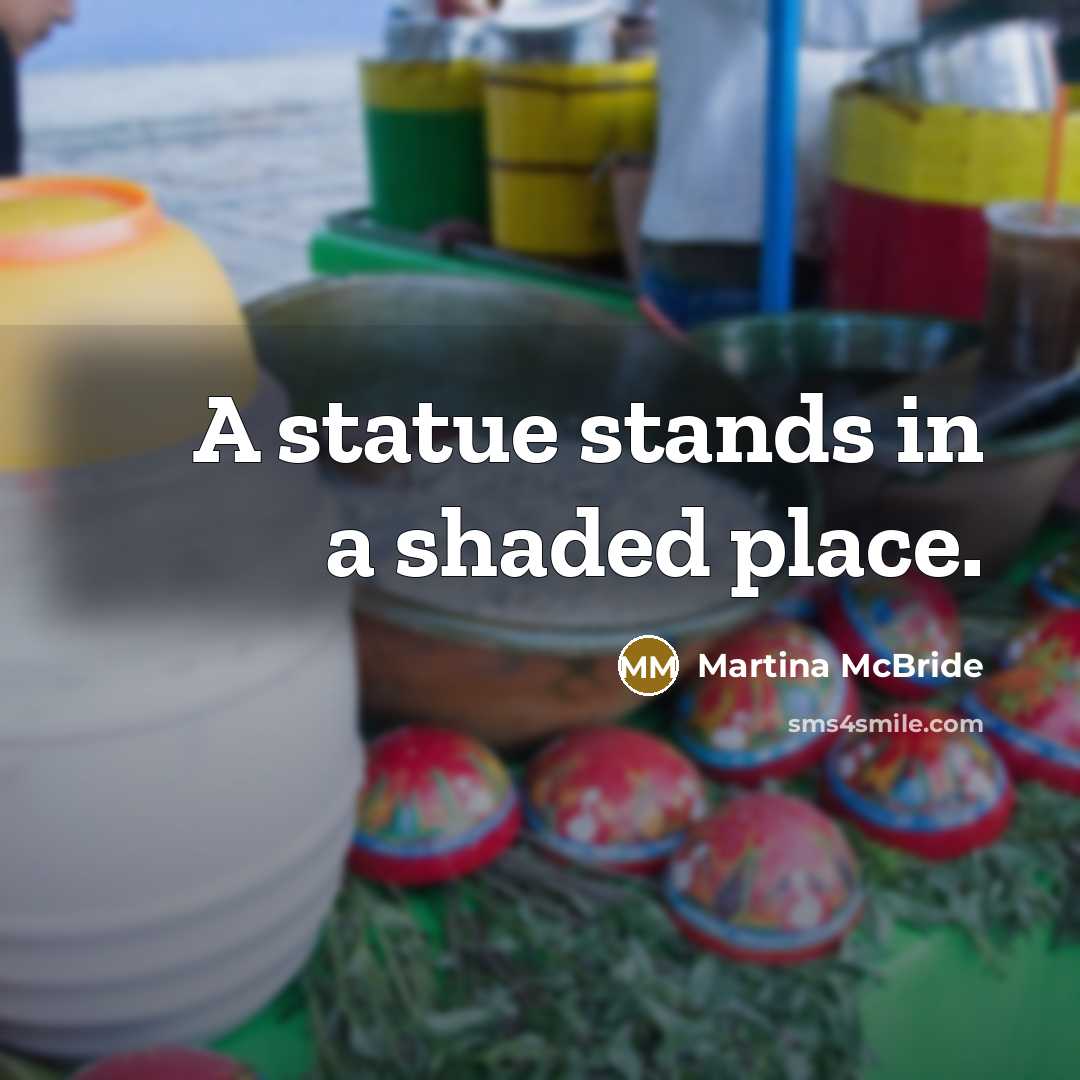 “A statue stands in a shaded place.” quote by Martina Mcbride