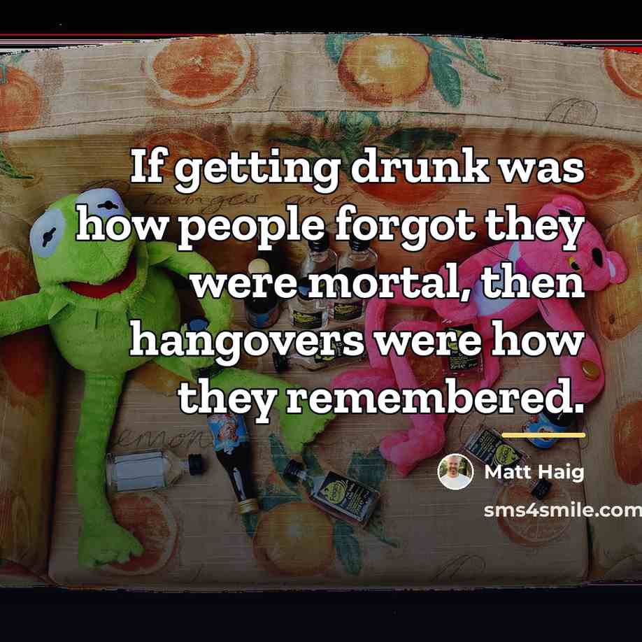 “If getting drunk was how people forgot they were mortal,…” quote by Matt Haig