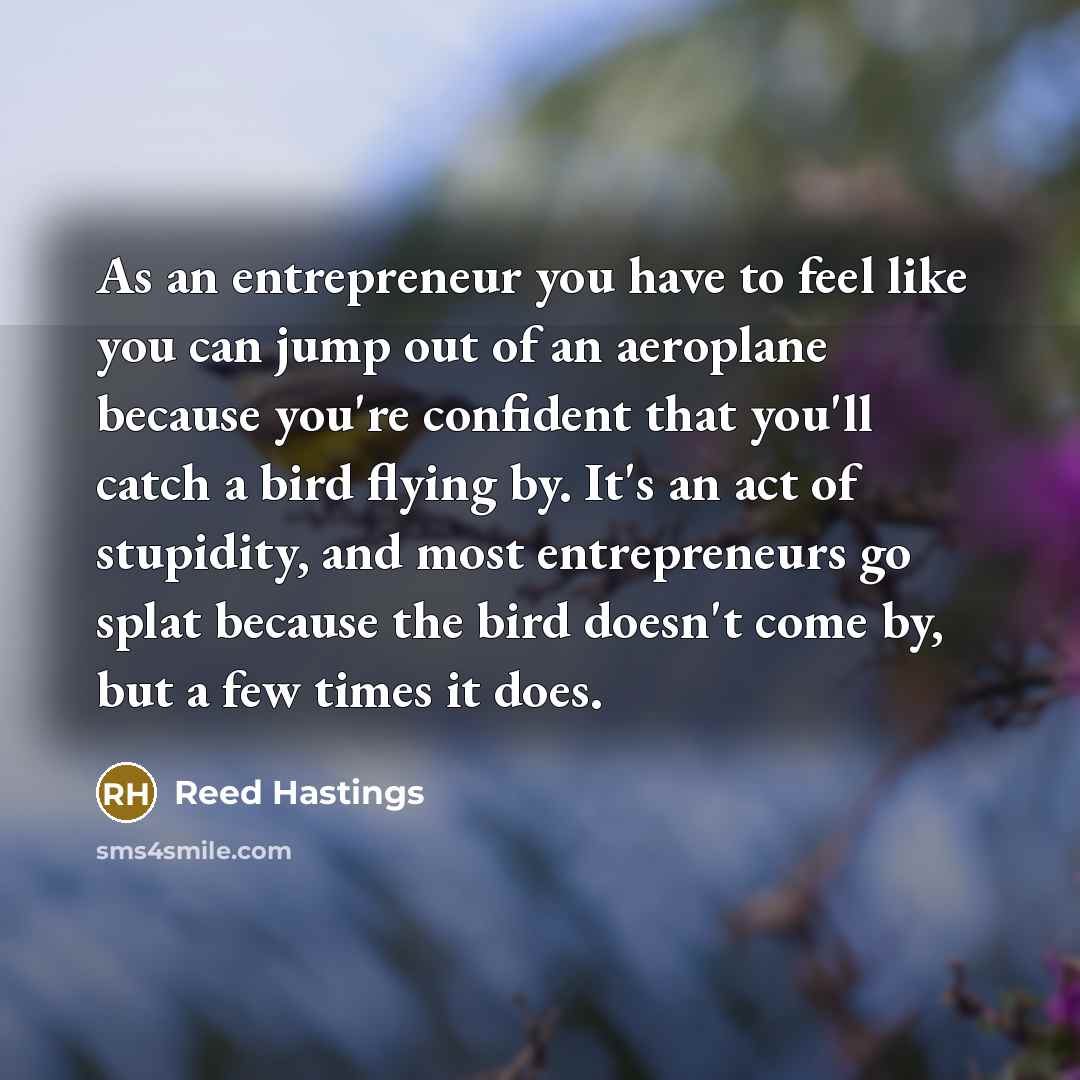 “As an entrepreneur you have to feel like you can…” quote by Reed Hastings