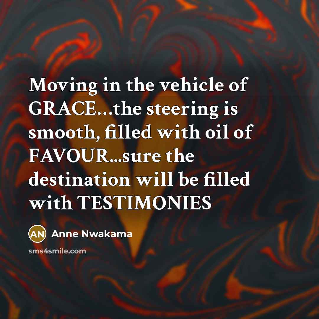 “Moving in the vehicle of GRACE....the steering is smooth, filled…” quote by Anne Nwakama