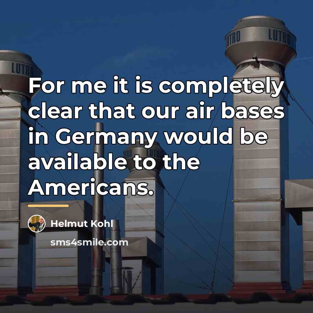 “For me it is completely clear that our air bases…” quote by Helmut Kohl