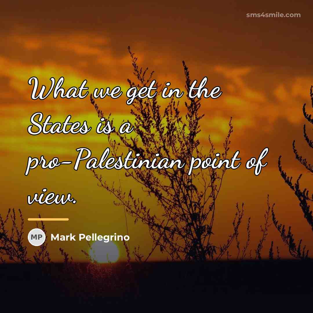 “What we get in the States is a pro-Palestinian point…” quote by Mark Pellegrino