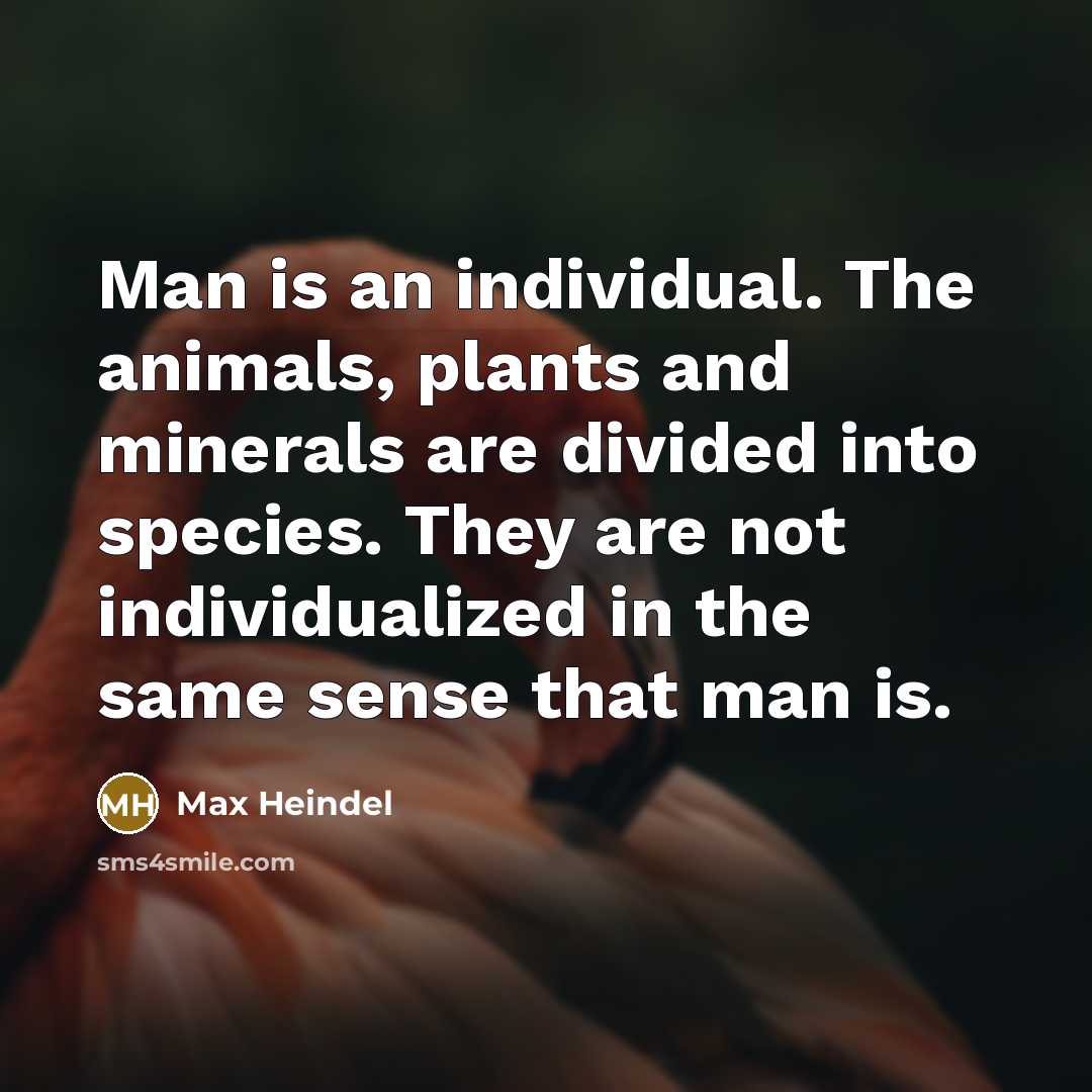 “Man is an individual. The animals, plants and minerals are…” quote by Max Heindel