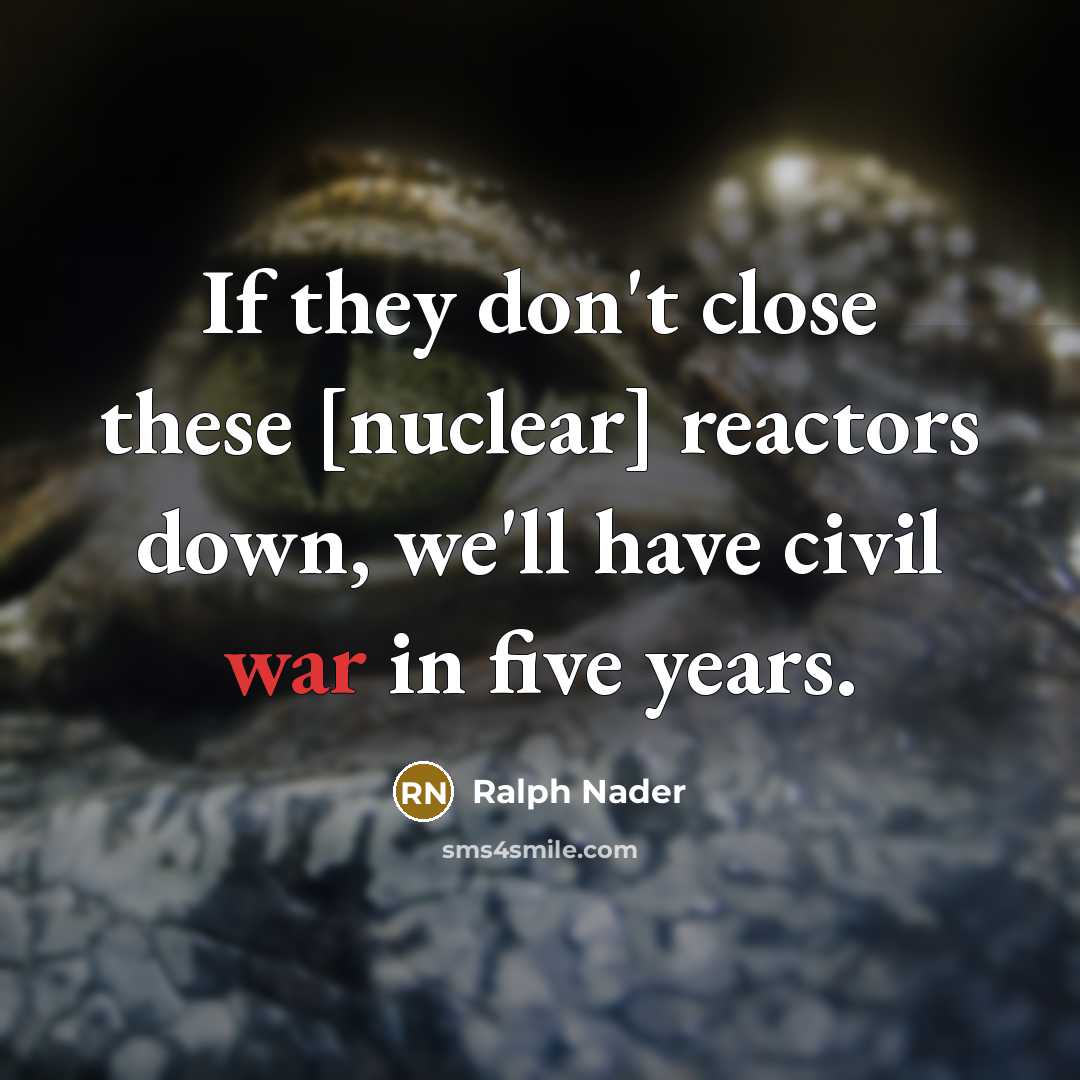 “If they don't close these [nuclear] reactors down, we'll have…” quote by Ralph Nader