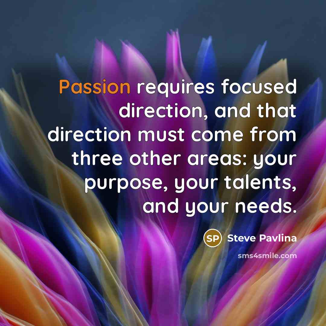 “Passion requires focused direction, and that direction must come from…” quote by Steve Pavlina