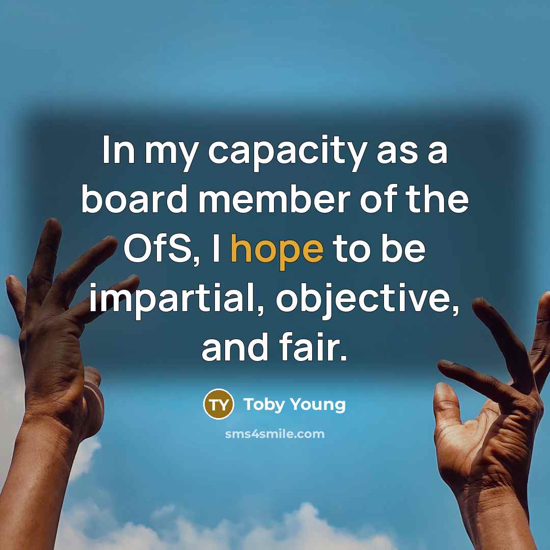 “In my capacity as a board member of the OfS,…” quote by Toby Young