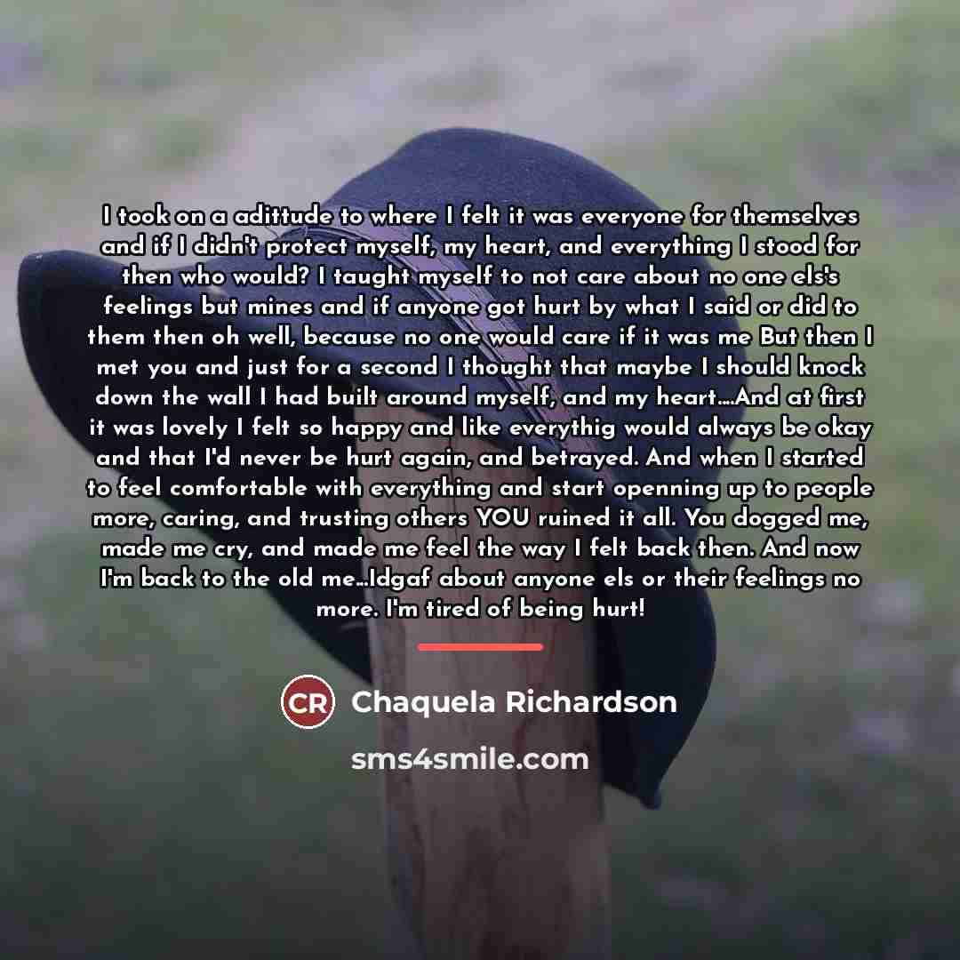 “I took on a adittude to where I felt it…” quote by Chaquela Richardson