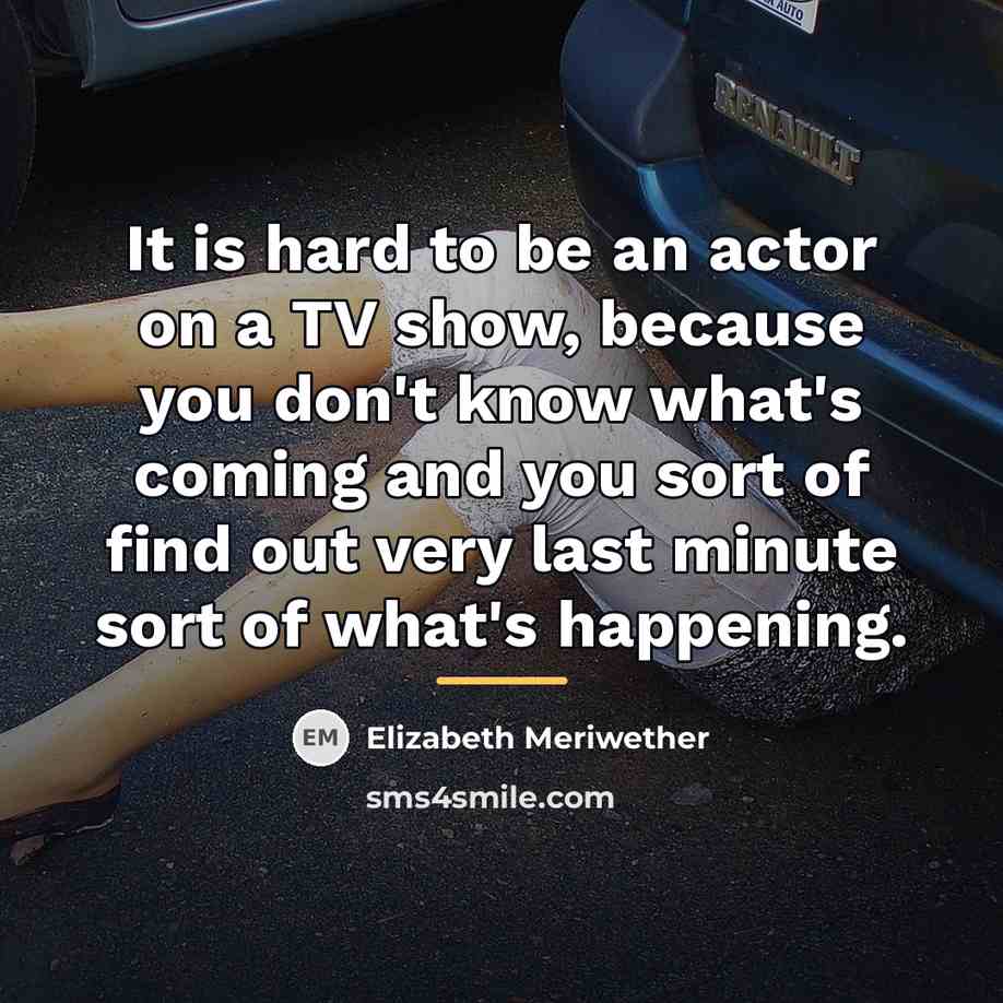“It is hard to be an actor on a TV…” quote by Elizabeth Meriwether