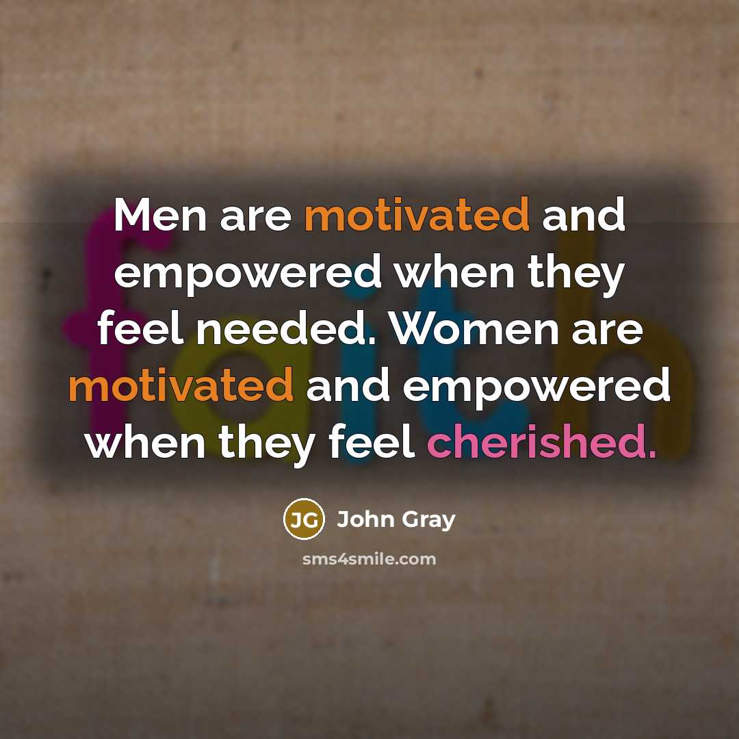 “Men are motivated and empowered when they feel needed. Women…” quote by John Gray