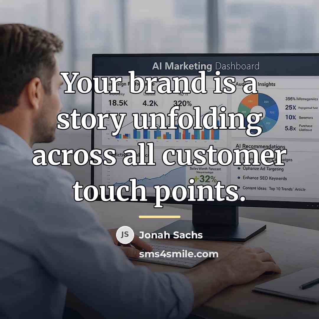 “Your brand is a story unfolding across all customer touch…” quote by Jonah Sachs