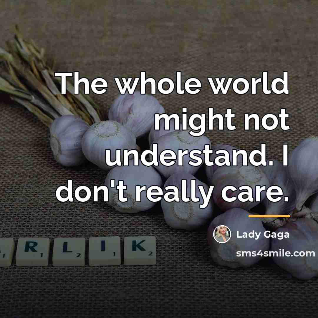 “The whole world might not understand. I don't really care.…” quote by Lady Gaga
