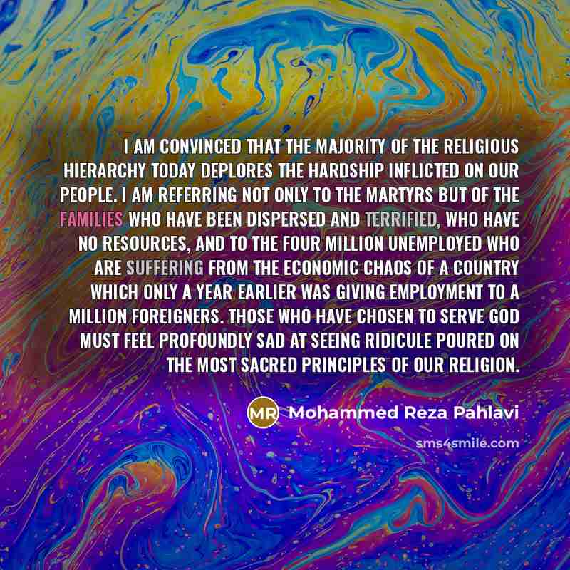 “I am convinced that the majority of the religious hierarchy…” quote by Mohammed Reza Pahlavi