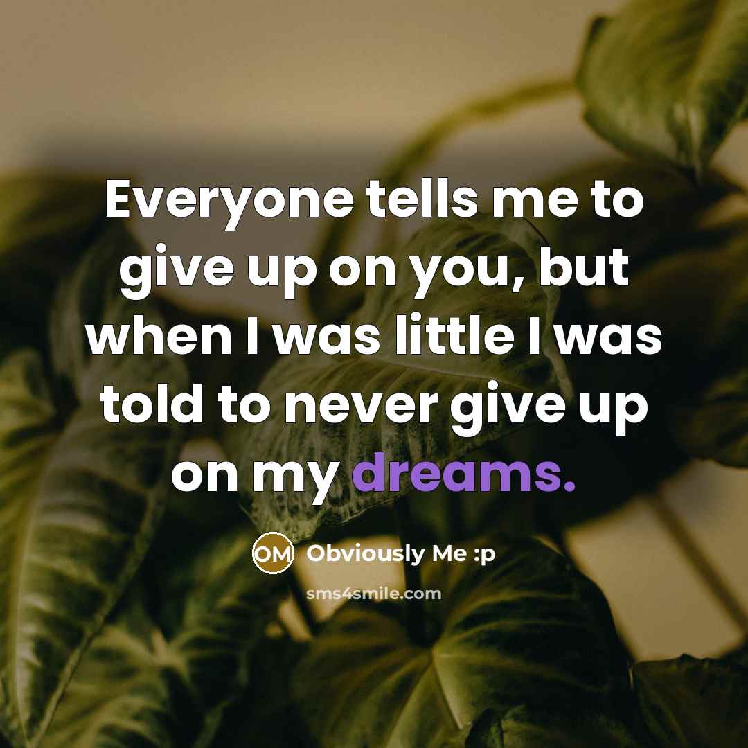 “Everyone tells me to give up on you, but when…” quote by Obviously Me :p