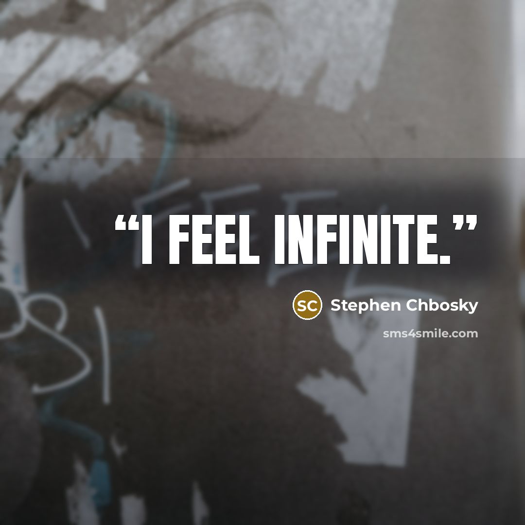 “I feel infinite.” quote by Stephen Chbosky