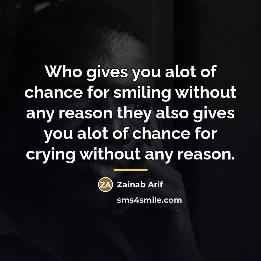 “Who gives you alot of chance for smiling without any…” quote by Zainab Arif