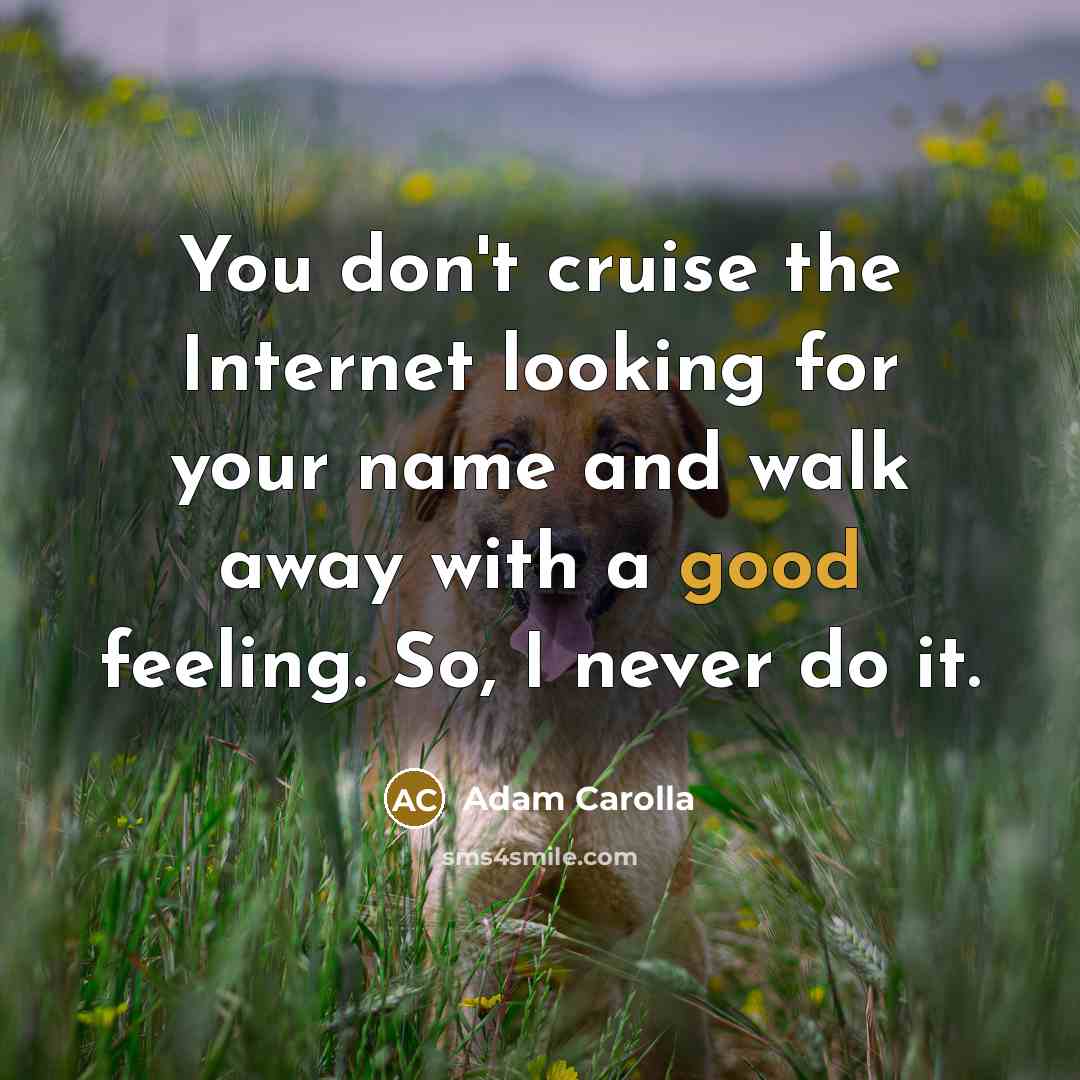 “You don't cruise the Internet looking for your name and…” quote by Adam Carolla